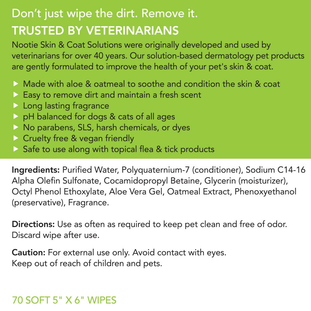 Nootie Waterless Shampoo Wipes For Dogs Aloe and Oatmeal